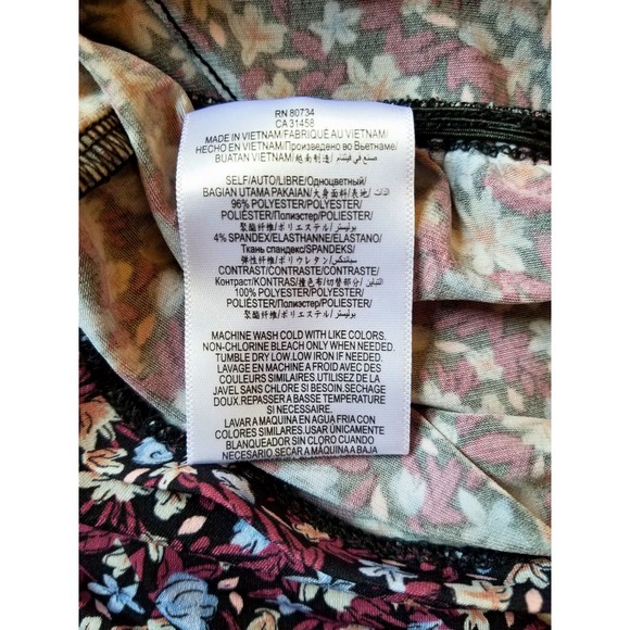 BCBGeneration Black Burgundy Blue Stretch Floral Romper  Ruffles Pockets XXS - Picture 3 of 4